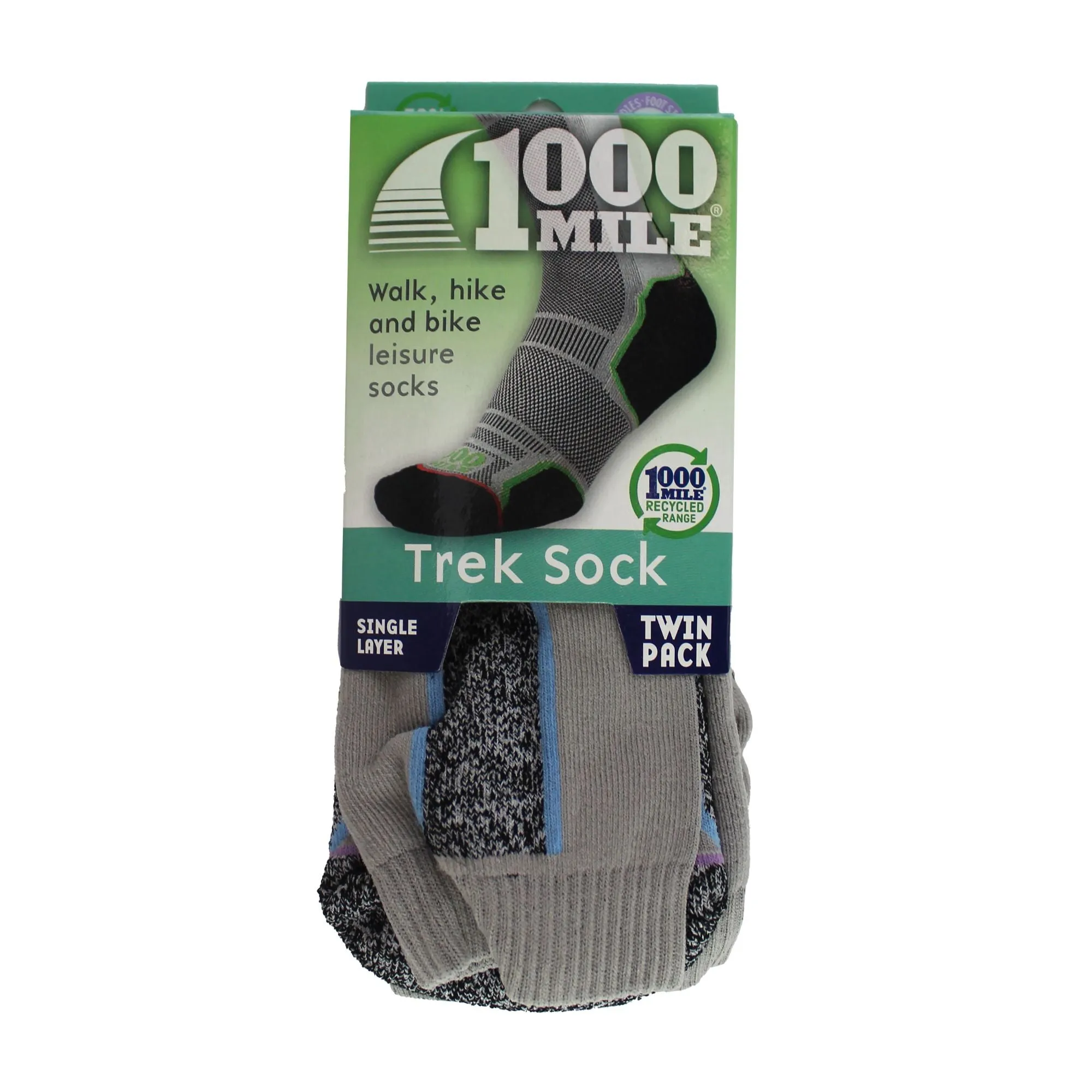 2 Pack Ladies Trek Repreve Single Layer Socks