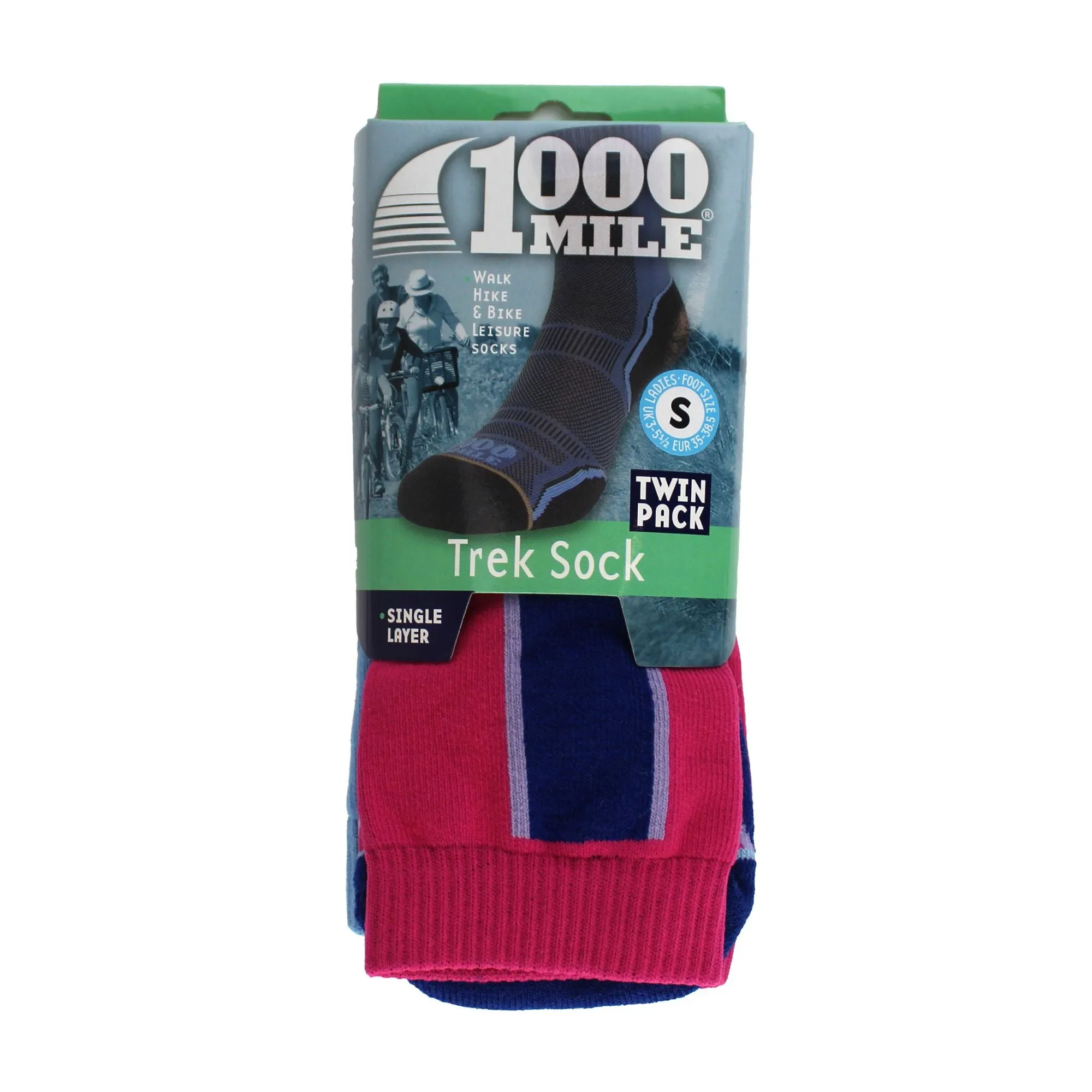 2 Pack Ladies Trek Single Layer Socks