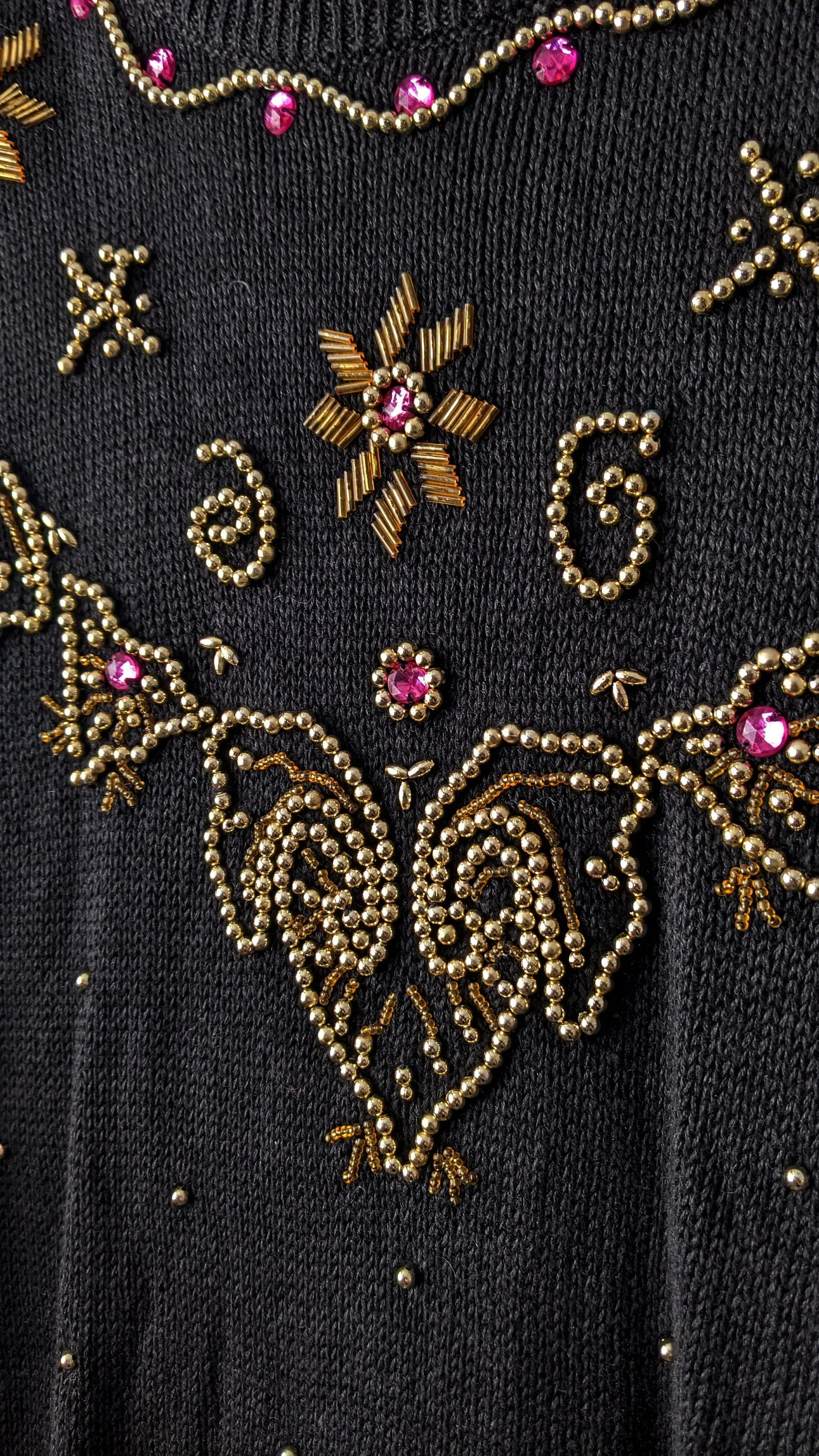 80s Embellished Gem Sweater by Sophie Teale, Kitsch Party Jumper, Size Medium Large