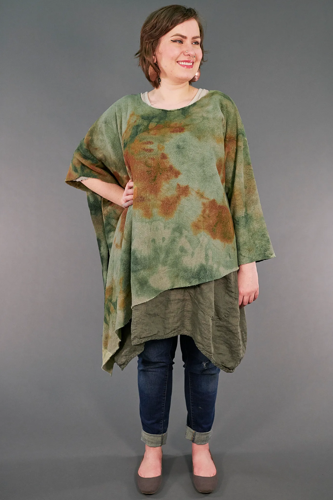 9521  Asymmetric Sweater Bottle Green-U