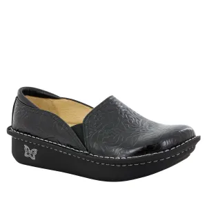 Alegria Debra Professional Black Embossed Rose Nursing Shoe