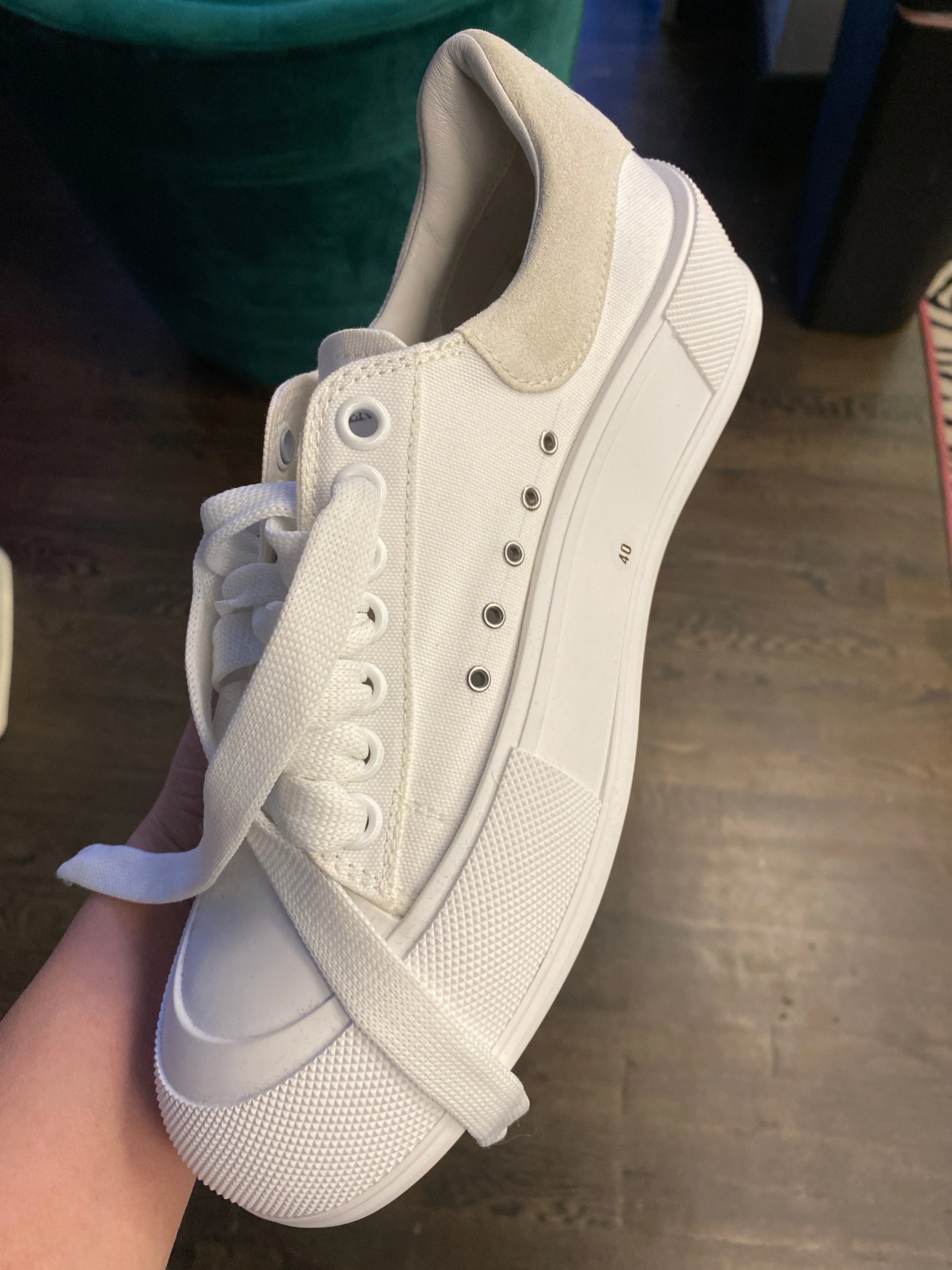 Alexander McQueen Cream Rubber and Canvas Trainer