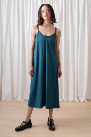 Ali Golden Slip Dress in Deep Teal