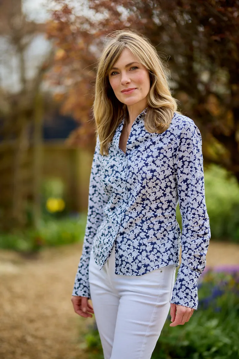 Anna Lascata Womens Flower voile shirt - Blue