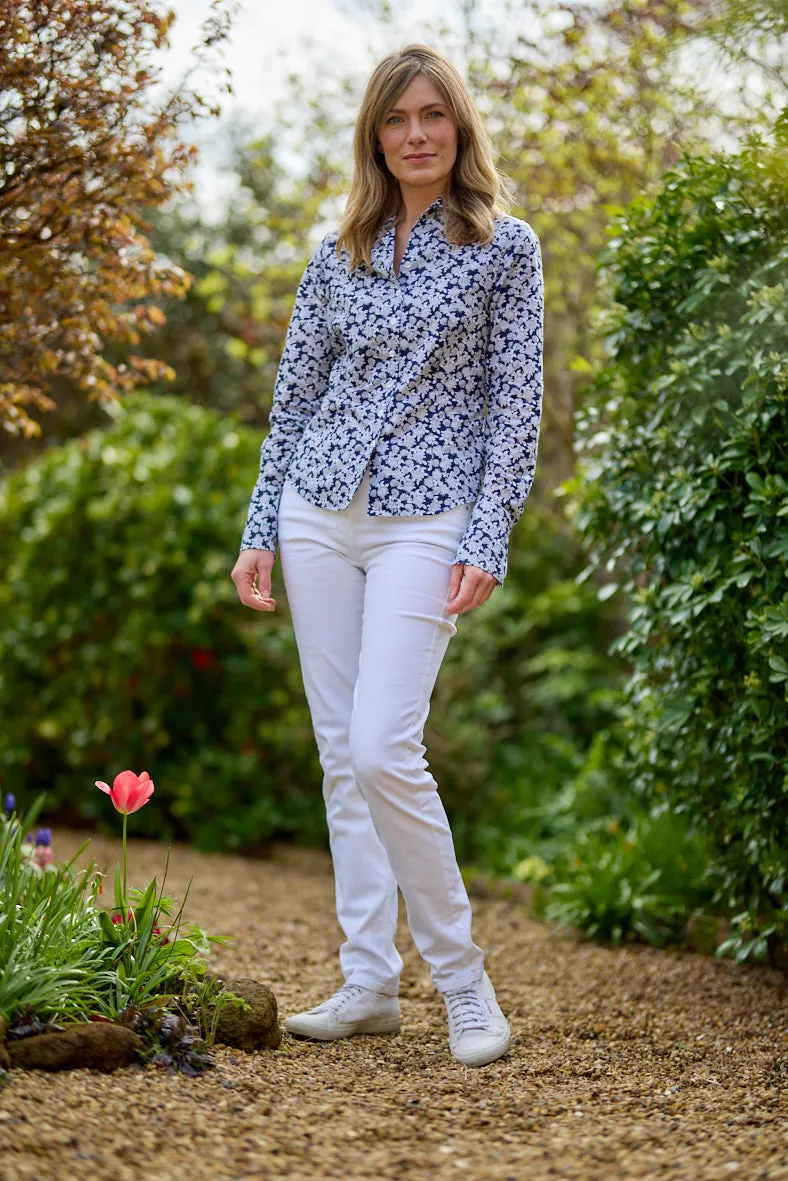 Anna Lascata Womens Flower voile shirt - Blue