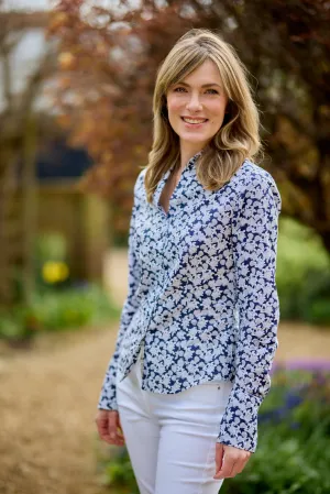 Anna Lascata Womens Flower voile shirt - Blue