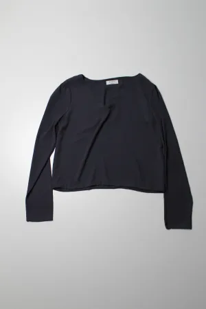 Aritzia Babaton dark grey v neck long sleeve blouse, size small