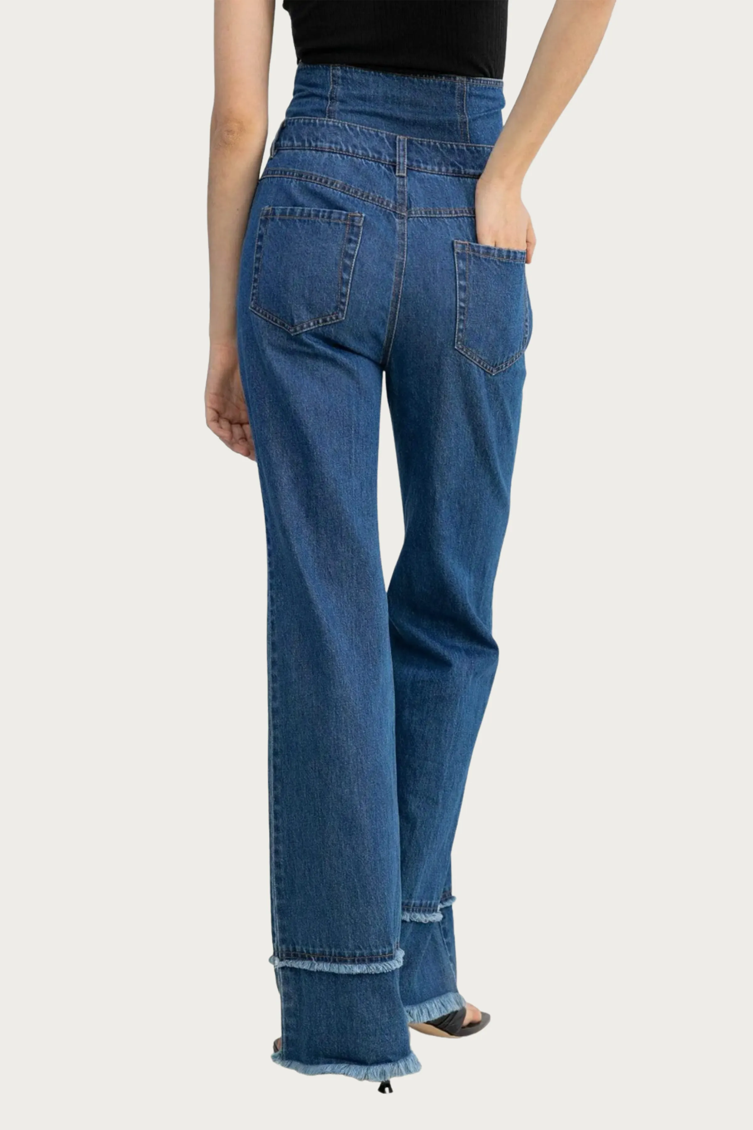ASHLYN DOUBLE-WAISTED LAYERED HIGH-RISE JEANS