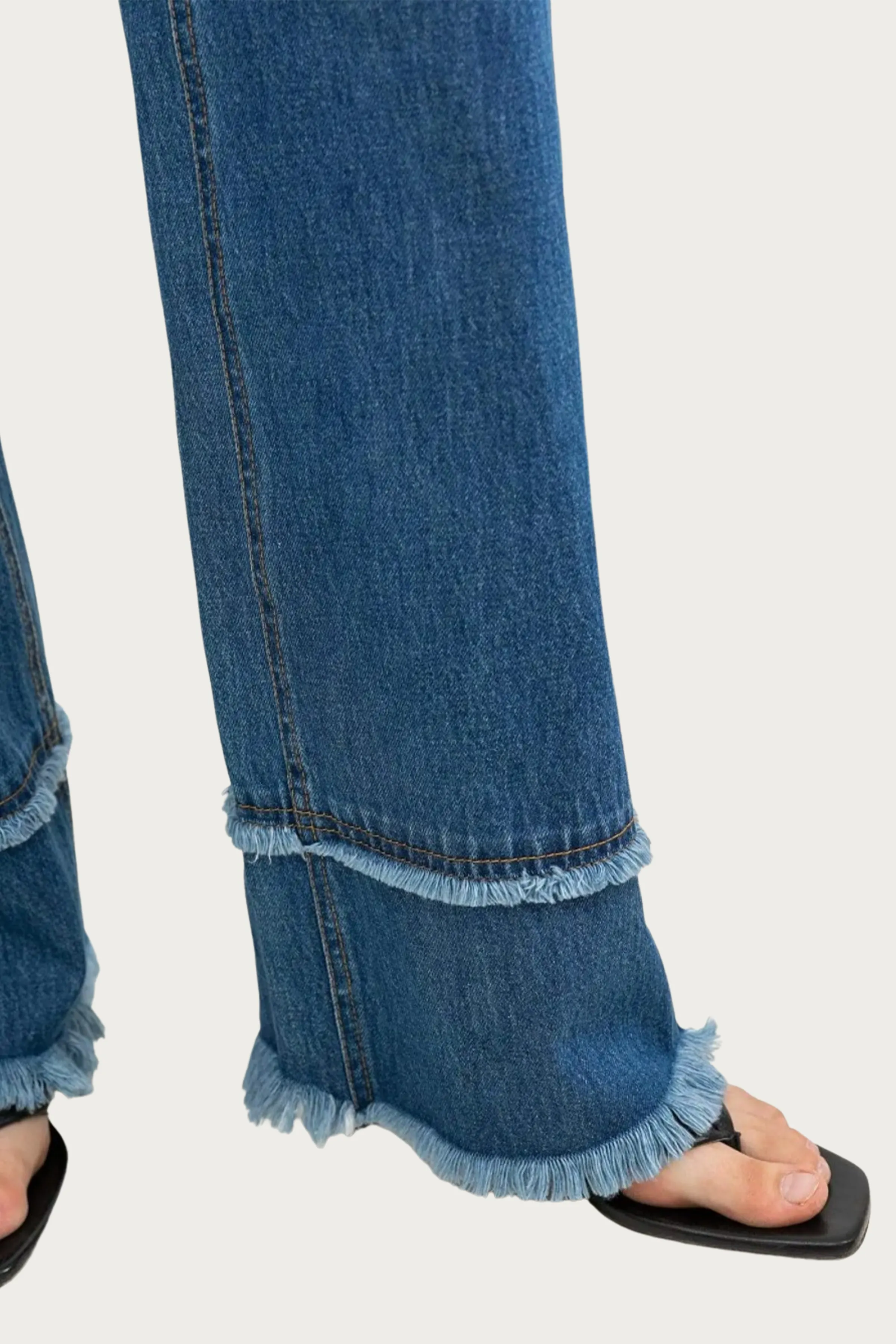 ASHLYN DOUBLE-WAISTED LAYERED HIGH-RISE JEANS