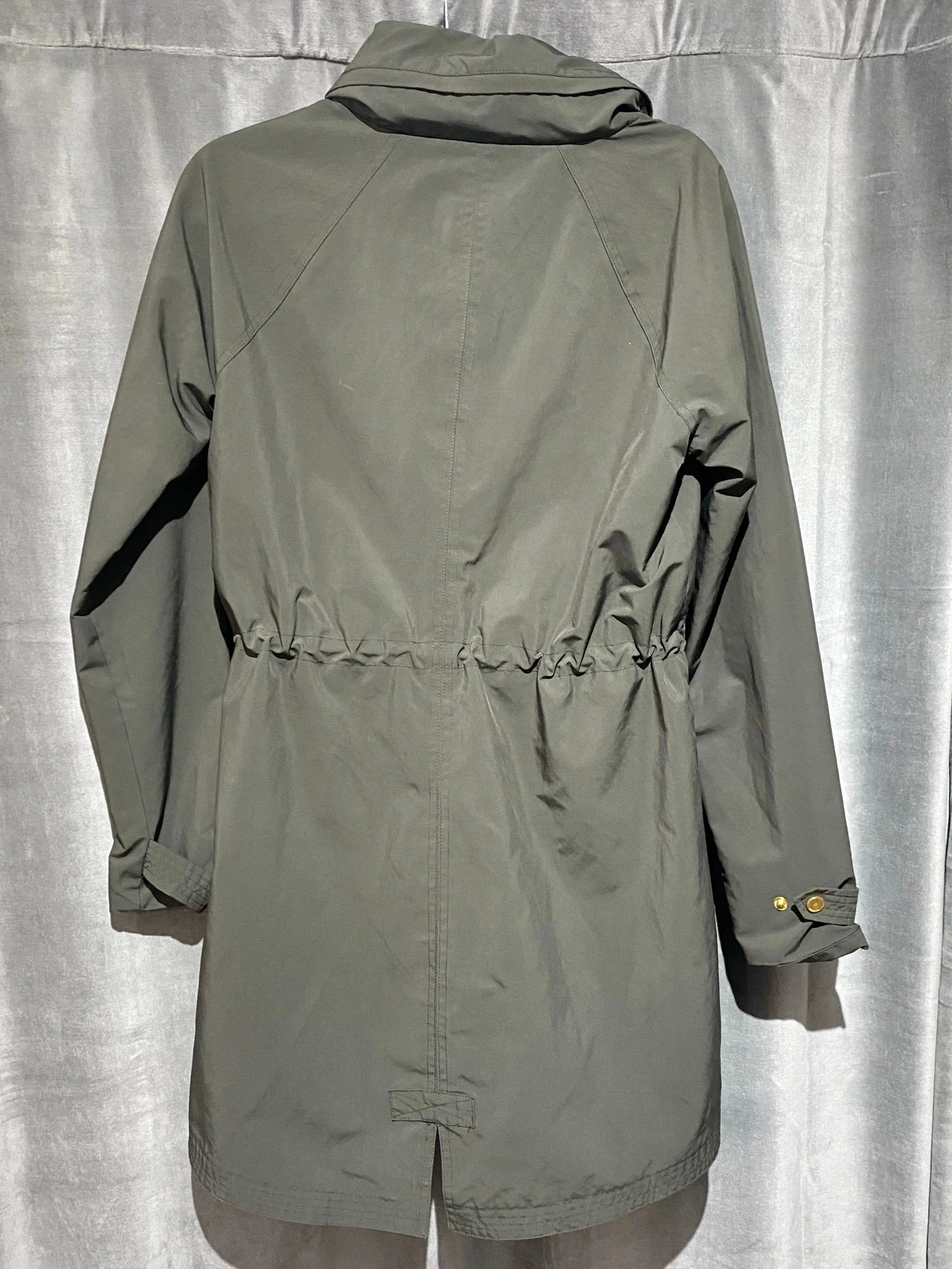 Athleta Hunter Green Cinched Waist Rain Jacket