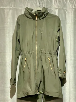 Athleta Hunter Green Cinched Waist Rain Jacket