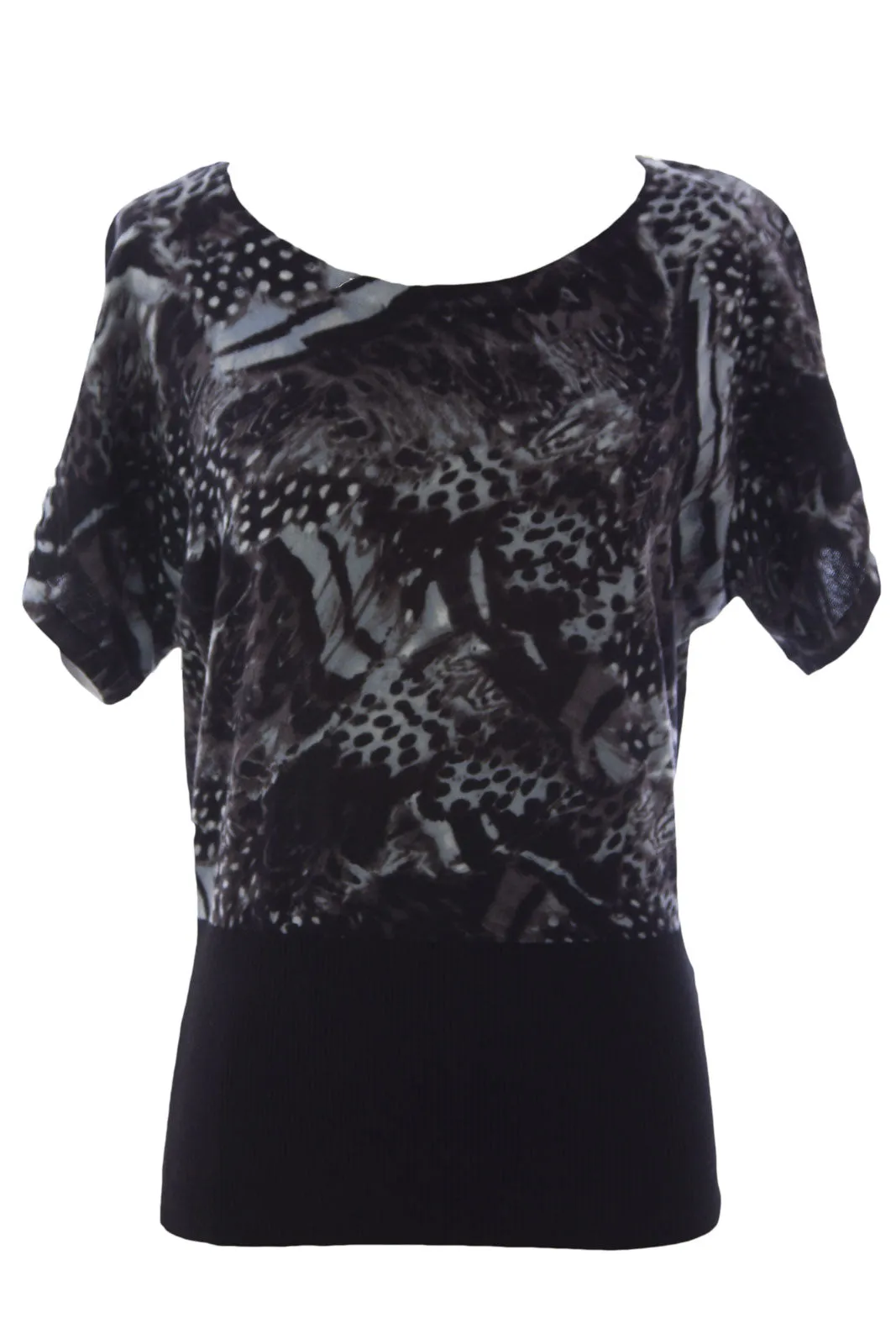 August Silk Women's Printed Short Sleeve Sweater NWT $58