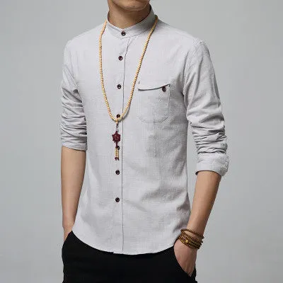 Autumn Fashion Men Colthes Slim Fit Men Long Sleeve Shirt White Linen Shirts Men Casual Business Shirts Plus size