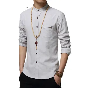 Autumn Fashion Men Colthes Slim Fit Men Long Sleeve Shirt White Linen Shirts Men Casual Business Shirts Plus size