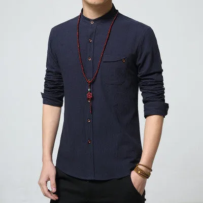 Autumn Fashion Men Colthes Slim Fit Men Long Sleeve Shirt White Linen Shirts Men Casual Business Shirts Plus size
