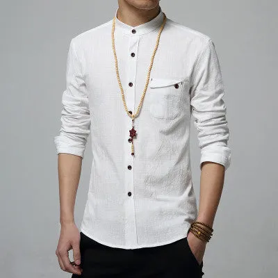 Autumn Fashion Men Colthes Slim Fit Men Long Sleeve Shirt White Linen Shirts Men Casual Business Shirts Plus size