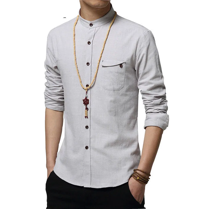Autumn Fashion Men Colthes Slim Fit Men Long Sleeve Shirt White Linen Shirts Men Casual Business Shirts Plus size