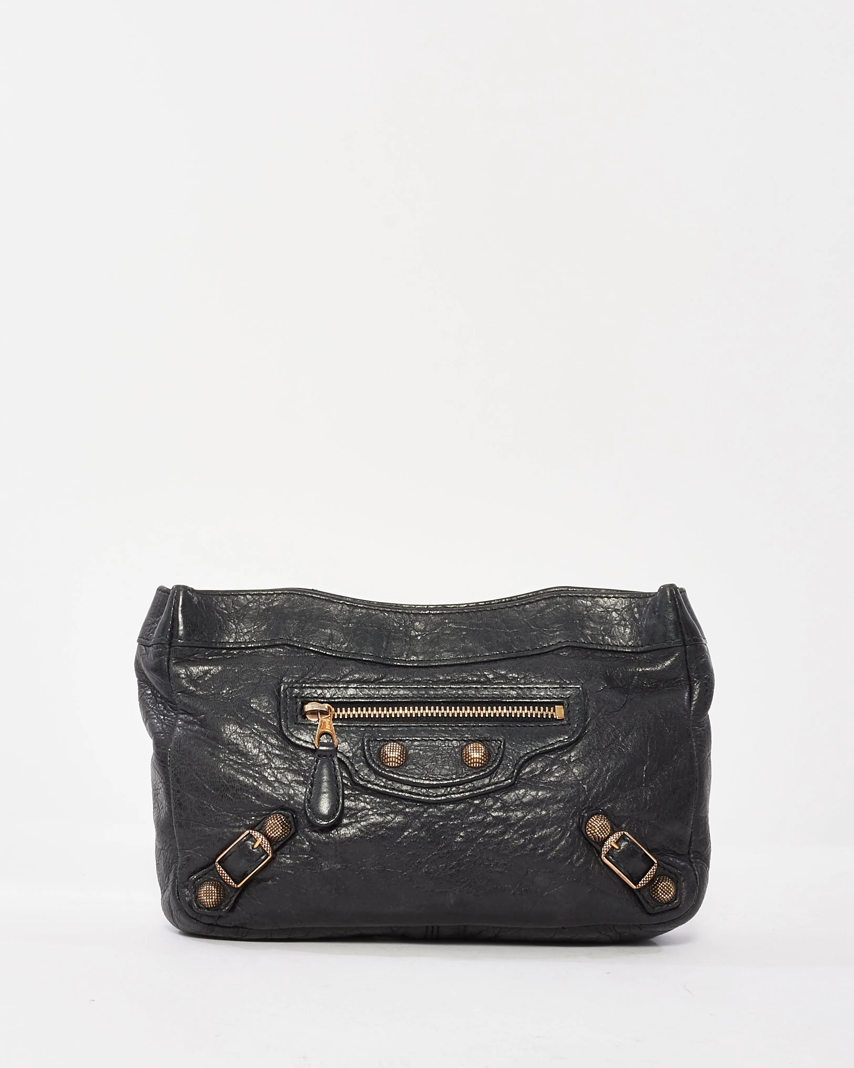 Balenciaga Black Leather Giant 12 Rose Gold Hardware Pouch