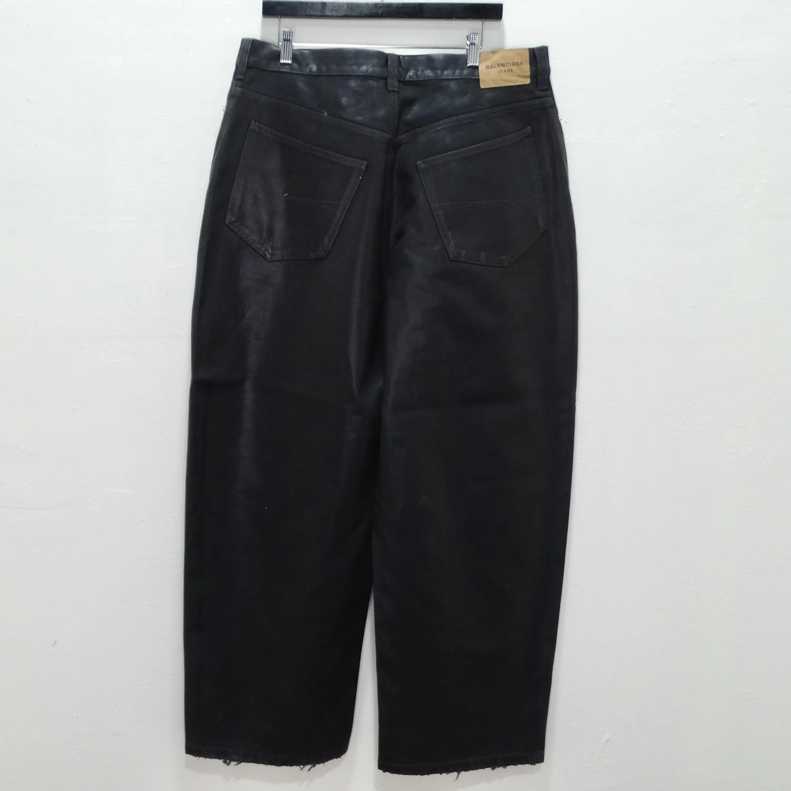Balenciaga FW 2022 Wax Coated Black Baggy Jeans