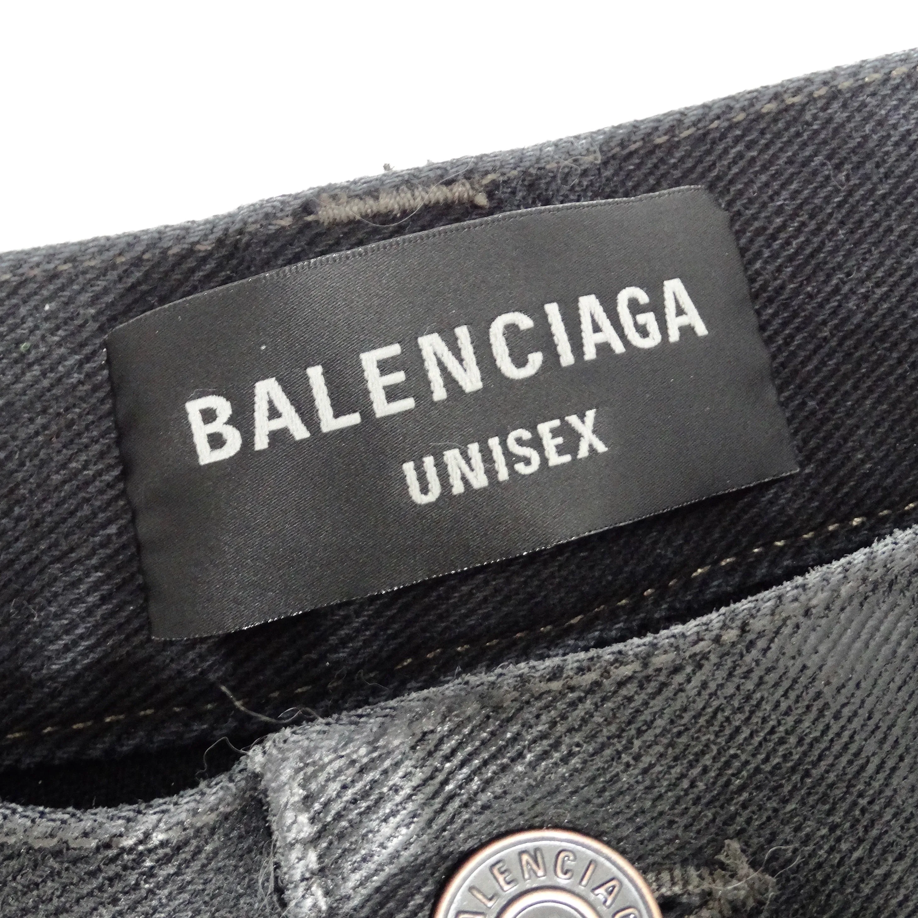 Balenciaga FW 2022 Wax Coated Black Baggy Jeans