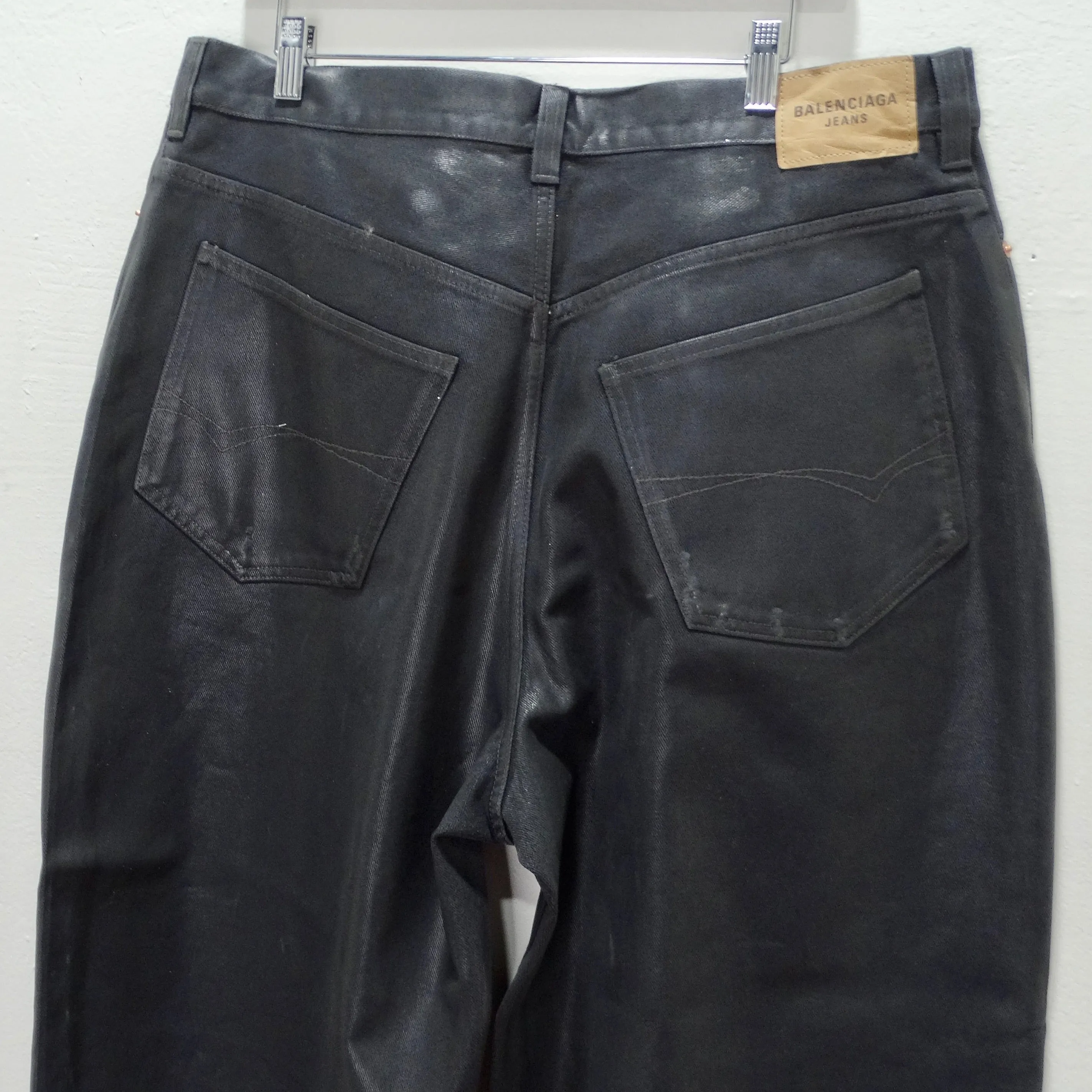 Balenciaga FW 2022 Wax Coated Black Baggy Jeans