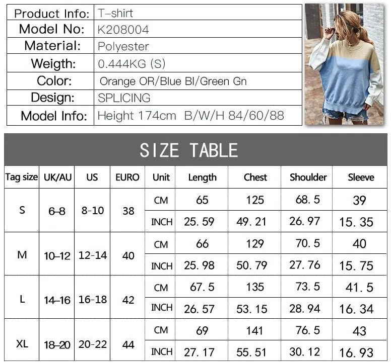 Batwing Sleeve Multicolor Knitting Sweater