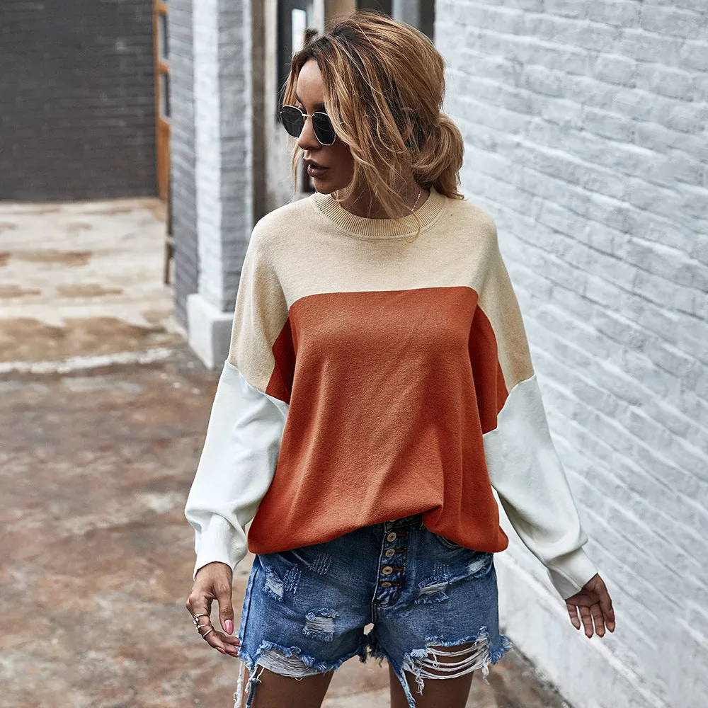 Batwing Sleeve Multicolor Knitting Sweater