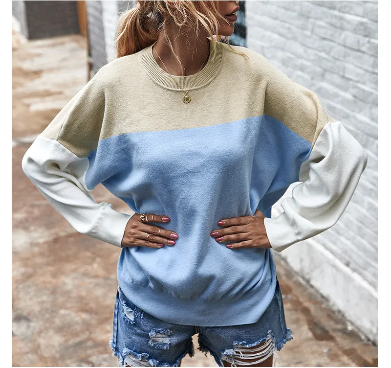 Batwing Sleeve Multicolor Knitting Sweater