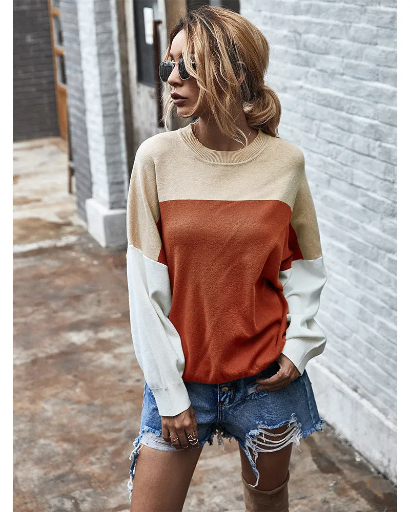 Batwing Sleeve Multicolor Knitting Sweater