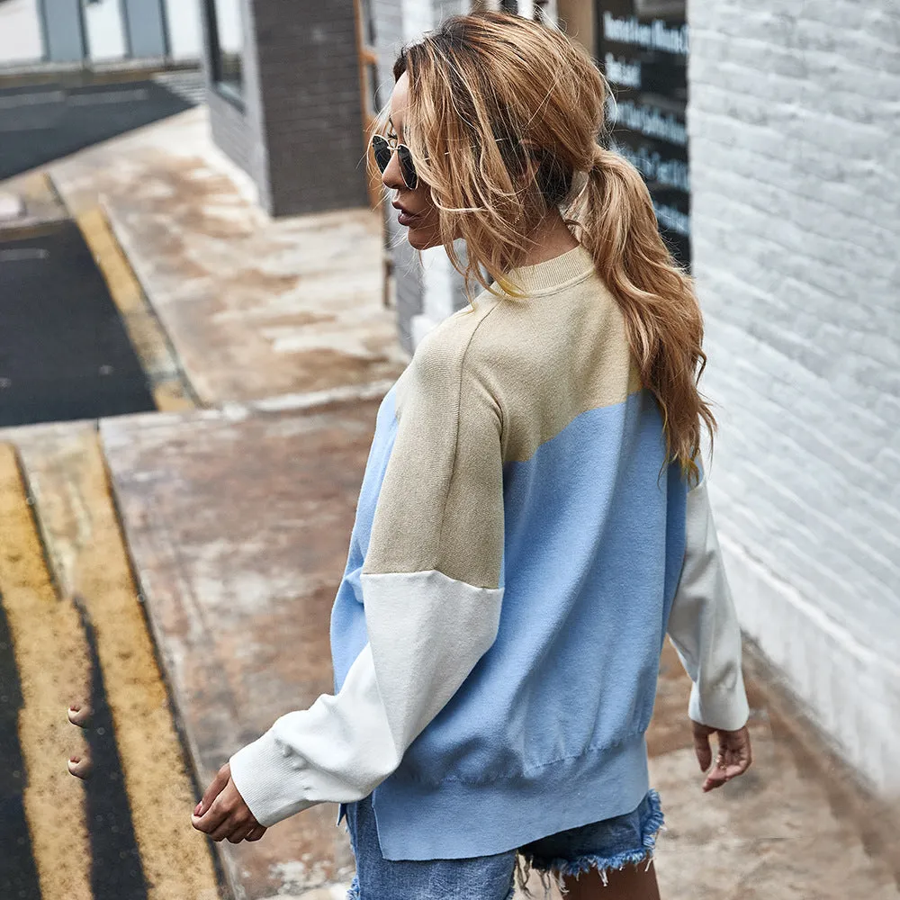Batwing Sleeve Multicolor Knitting Sweater
