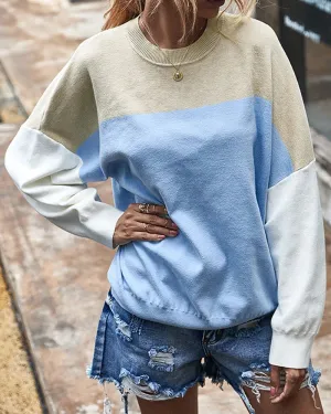 Batwing Sleeve Multicolor Knitting Sweater