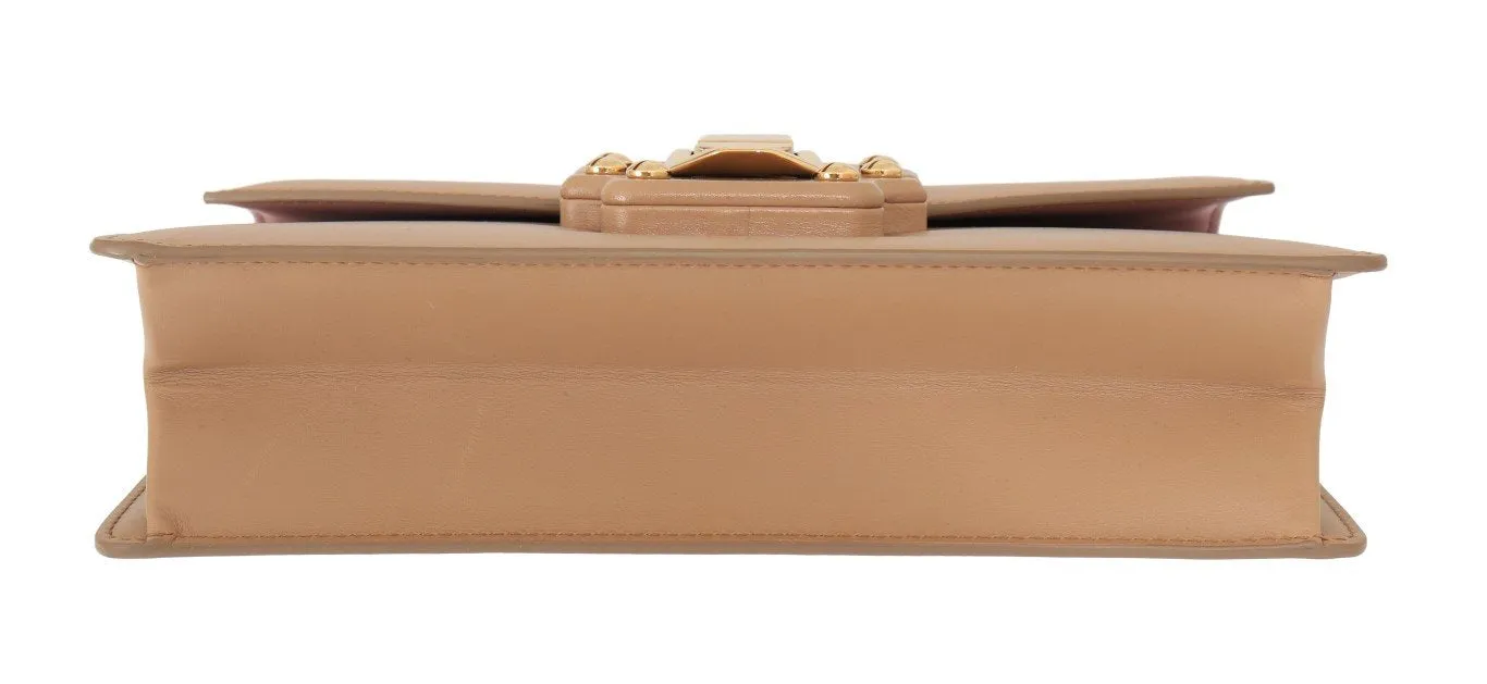 Beige Leather LUCIA Shoulder Messenger Bag