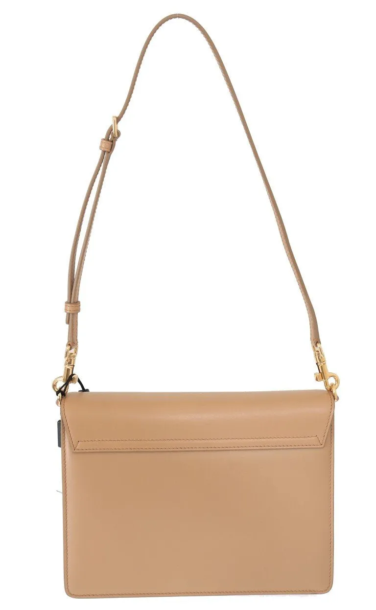 Beige Leather LUCIA Shoulder Messenger Bag