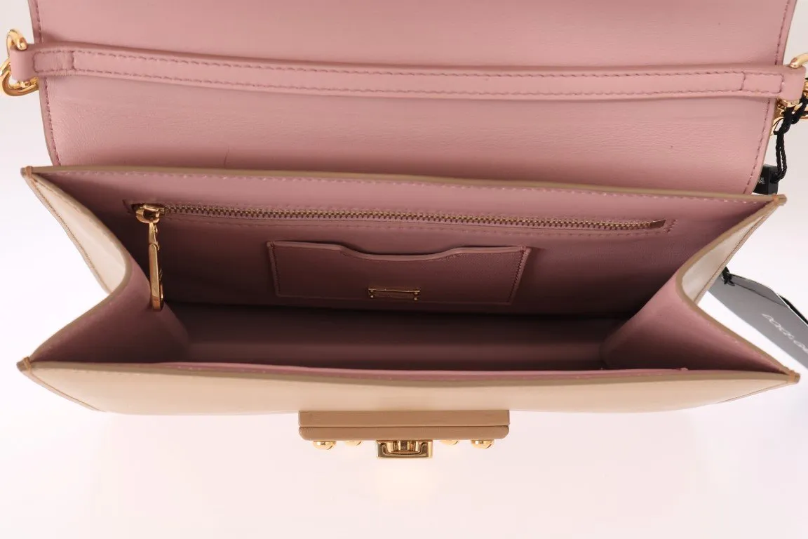 Beige Leather LUCIA Shoulder Messenger Bag