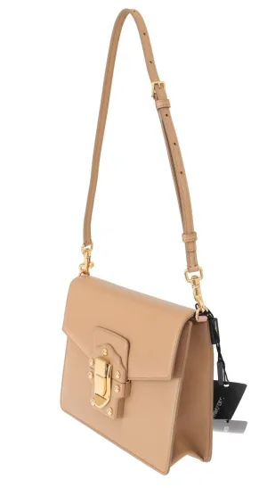 Beige Leather LUCIA Shoulder Messenger Bag