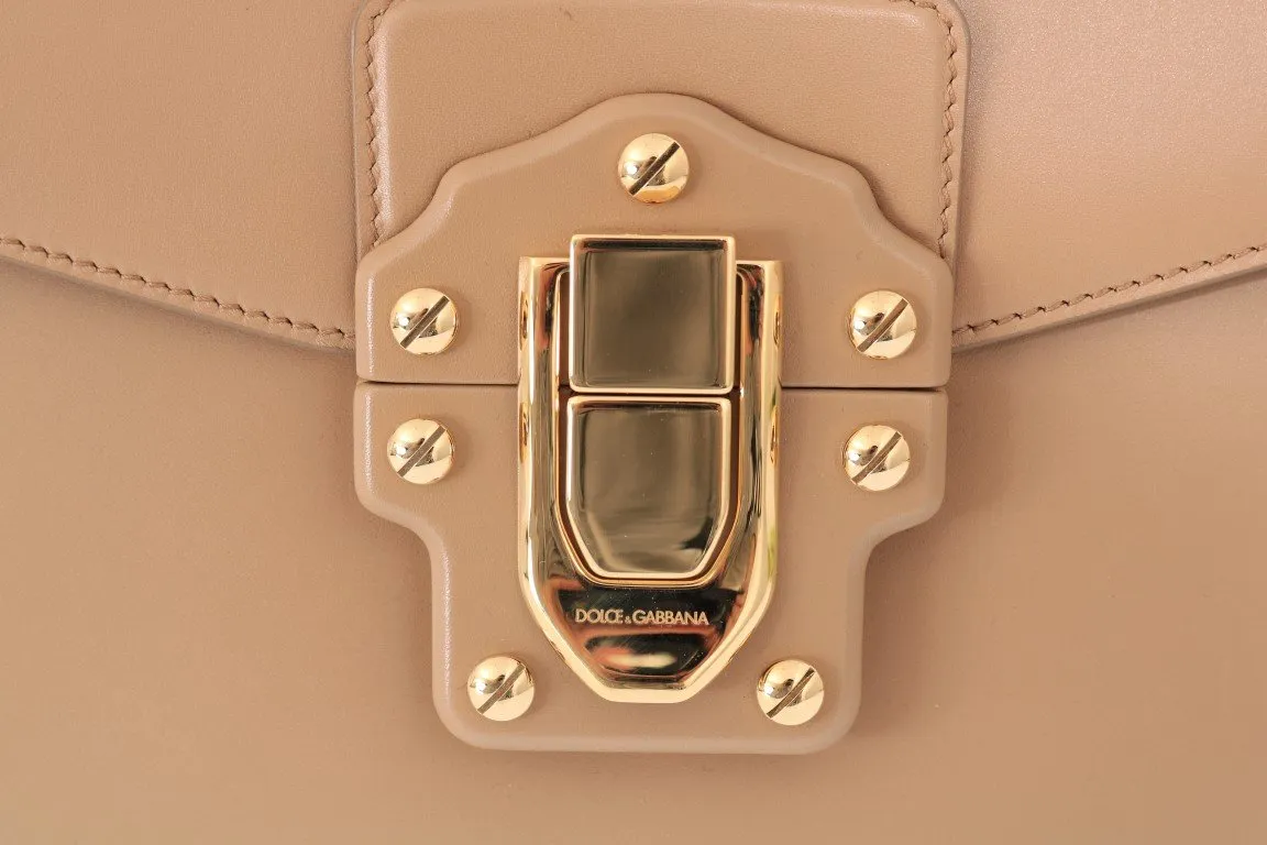 Beige Leather LUCIA Shoulder Messenger Bag