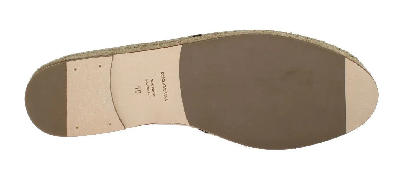 Beige Linen Woven Logo Espadrilles
