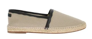 Beige Linen Woven Logo Espadrilles