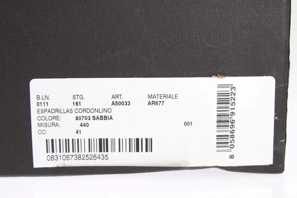 Beige Linen Woven Logo Espadrilles