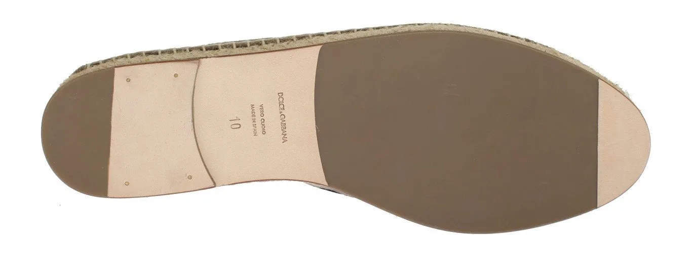 Beige Velvet Logo Loafers Espadrilles