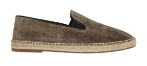 Beige Velvet Logo Loafers Espadrilles