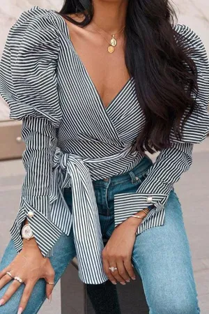 Bethany Striped Blouse Plus
