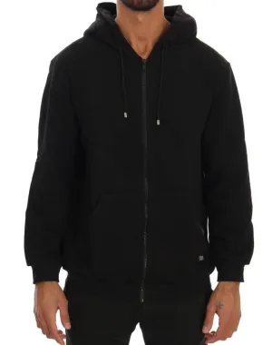 Black Full Zipper Hodded Cotton Sweater