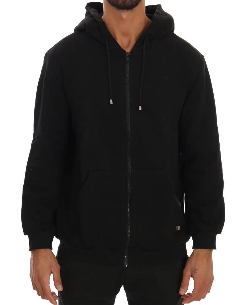 Black Full Zipper Hodded Cotton Sweater