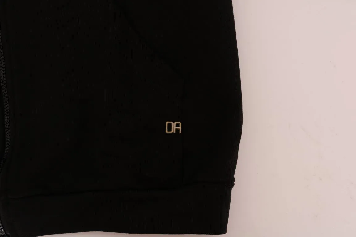 Black Full Zipper Hodded Cotton Sweater