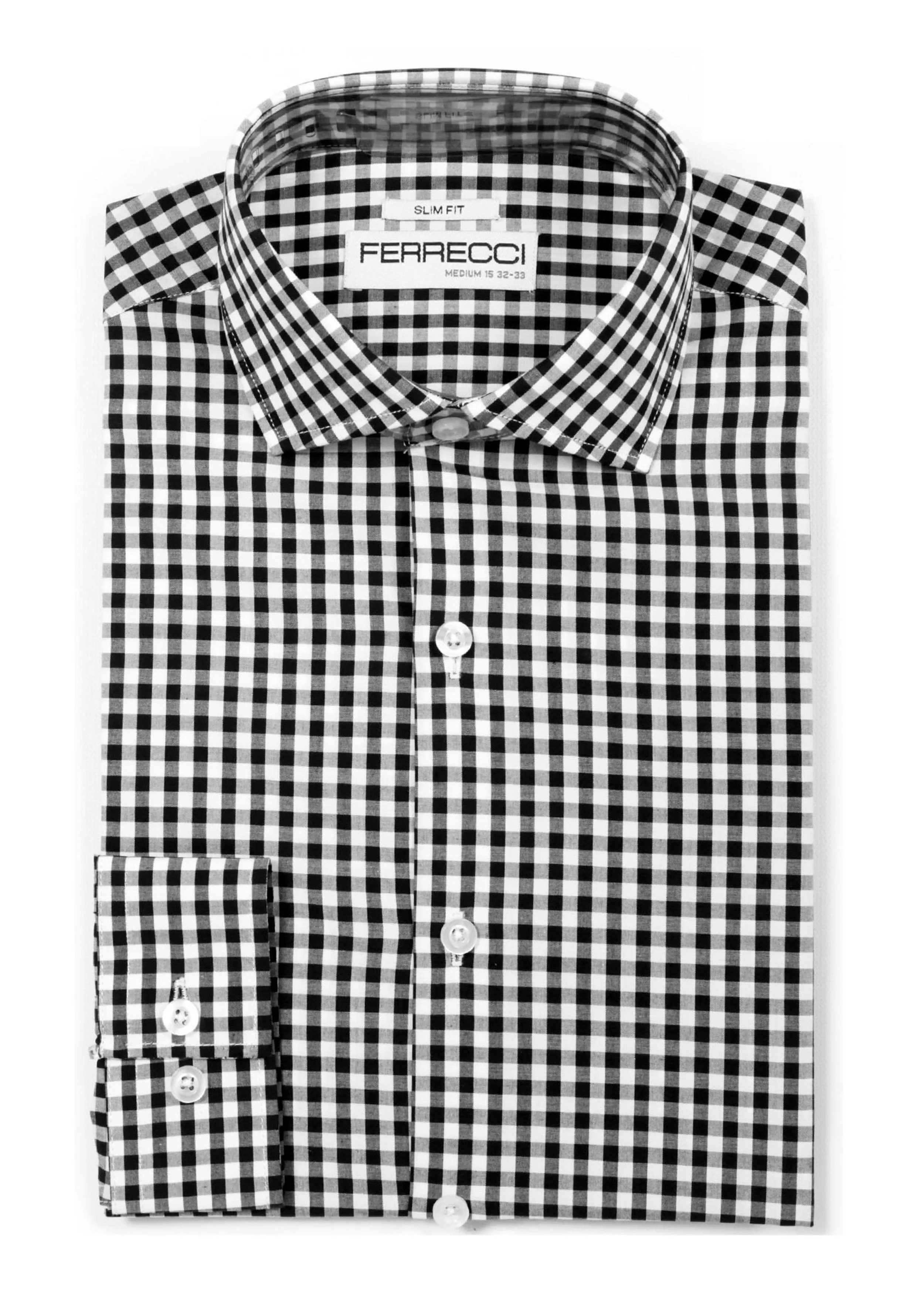 Black Gingham Check Dress Shirt - Slim Fit