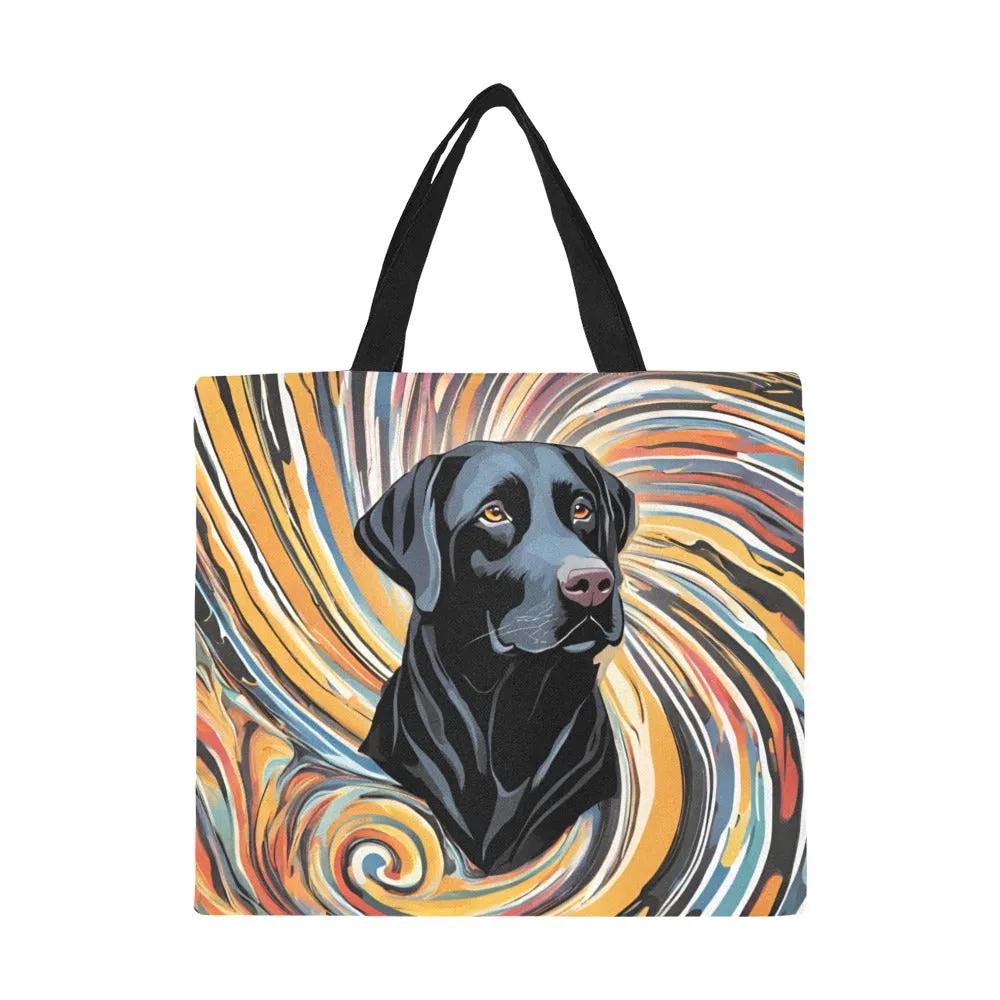 Black Lab Canvas Tote Bag - Swirl