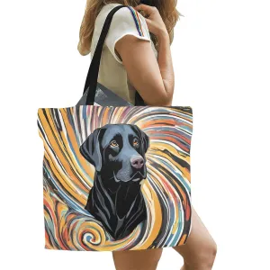 Black Lab Canvas Tote Bag - Swirl