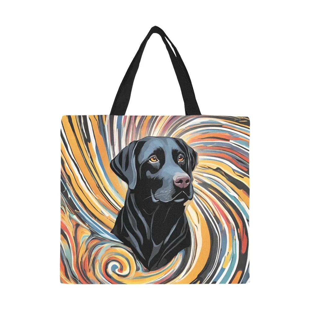Black Lab Canvas Tote Bag - Swirl