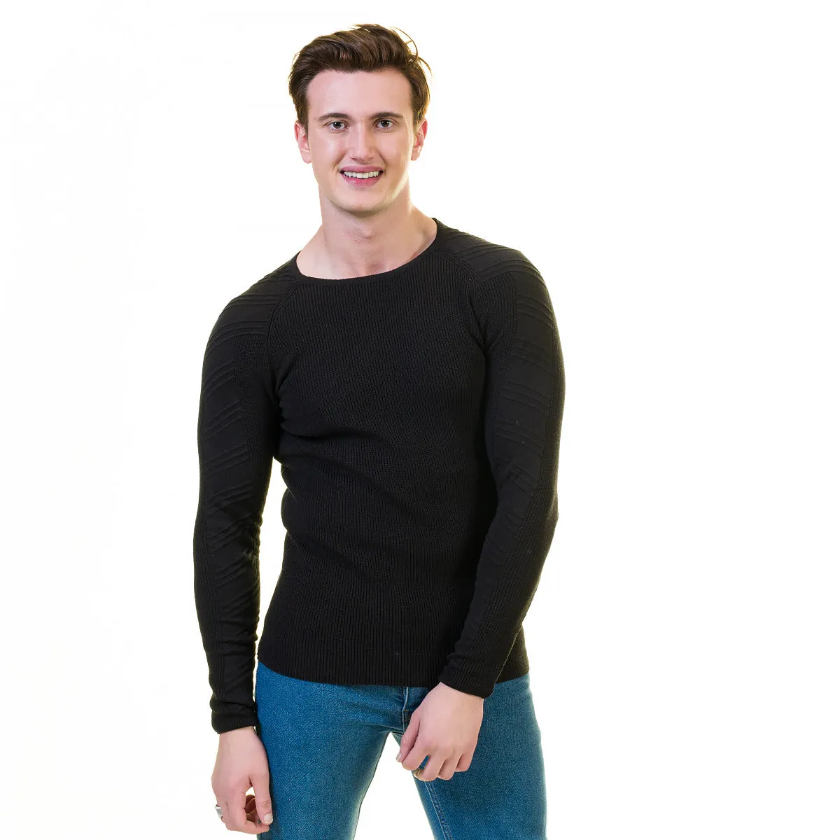Black Wool Luxury Zippered With Sweater Jacket Warm Winter Tailor Fit